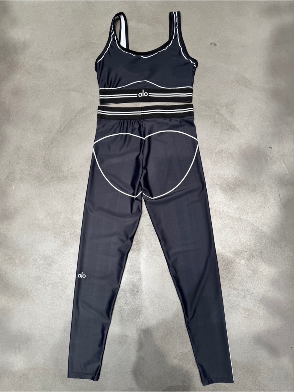 ALO Yoga Black Jumpsuit with White Contrast Piping
